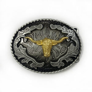 oval Black Silver Long Horn