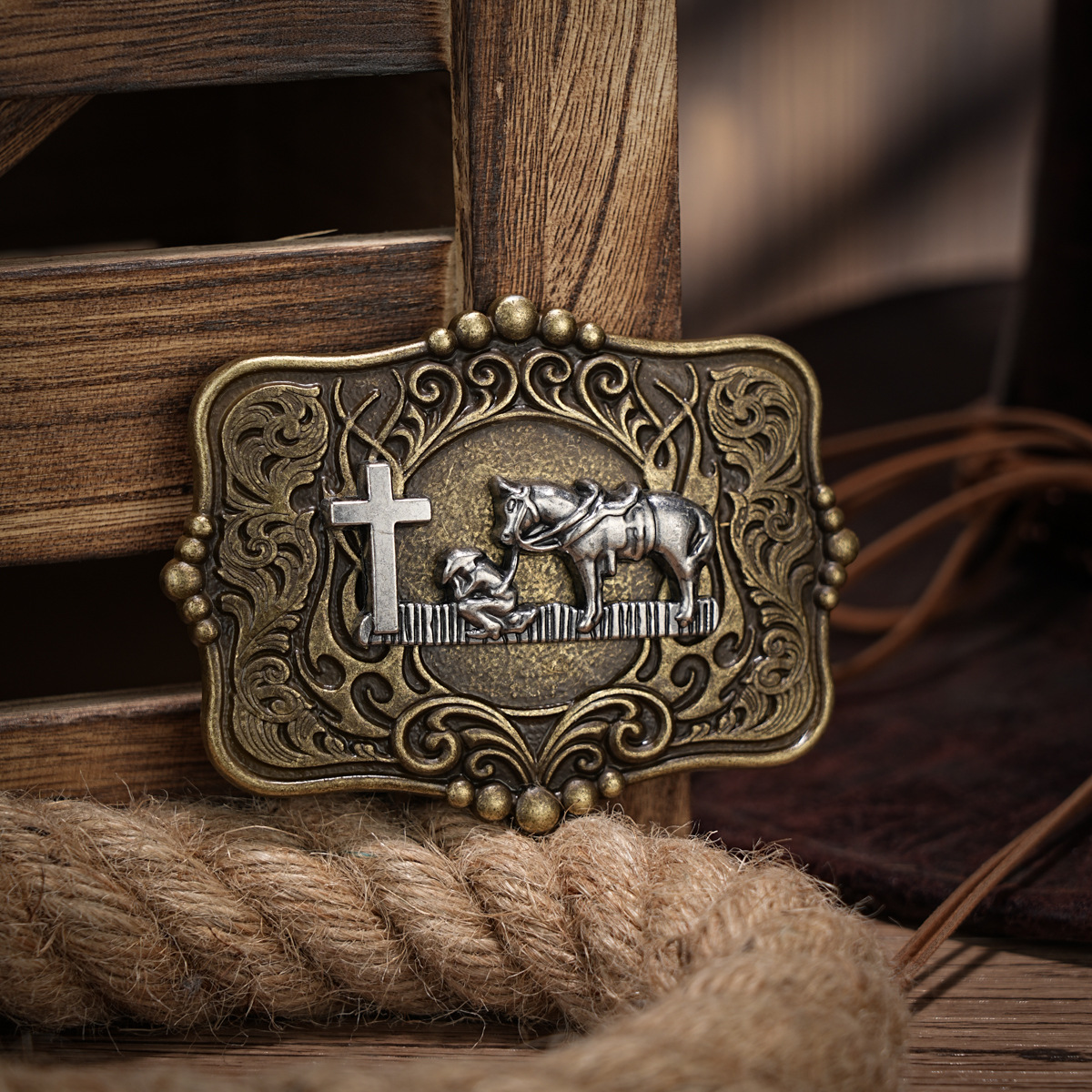 Bubble Square Cowboy Praying