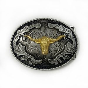 oval Black Silver Long Horn